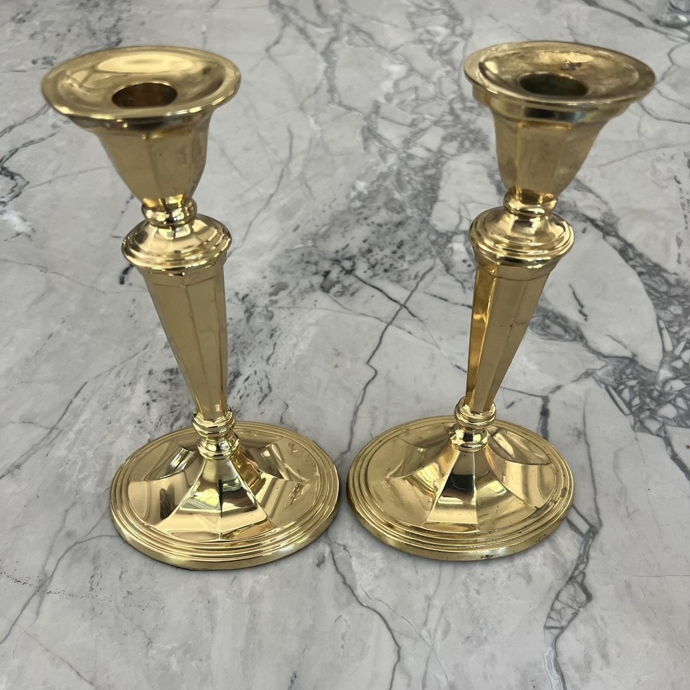 Pair Of Beautiful Andrea By Sadek Vintage Brass Candlesticks